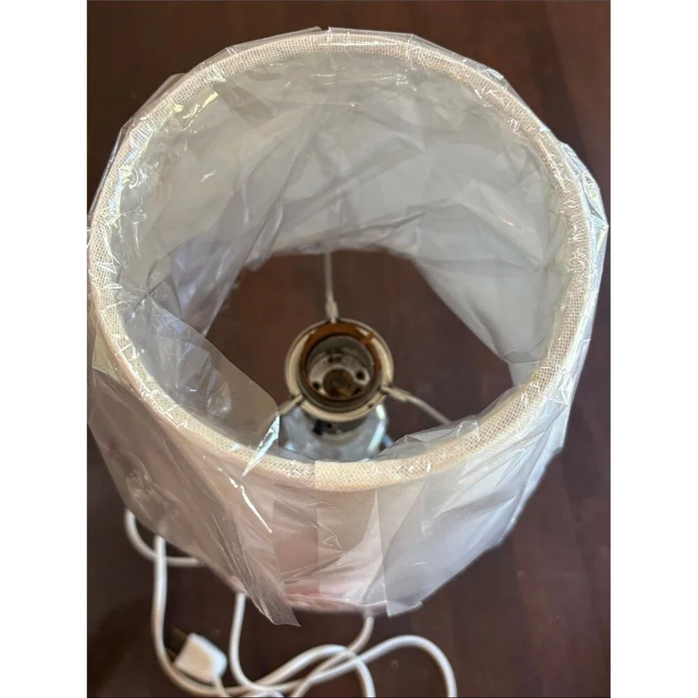 Vintage Glass Table Lamp with White Shade